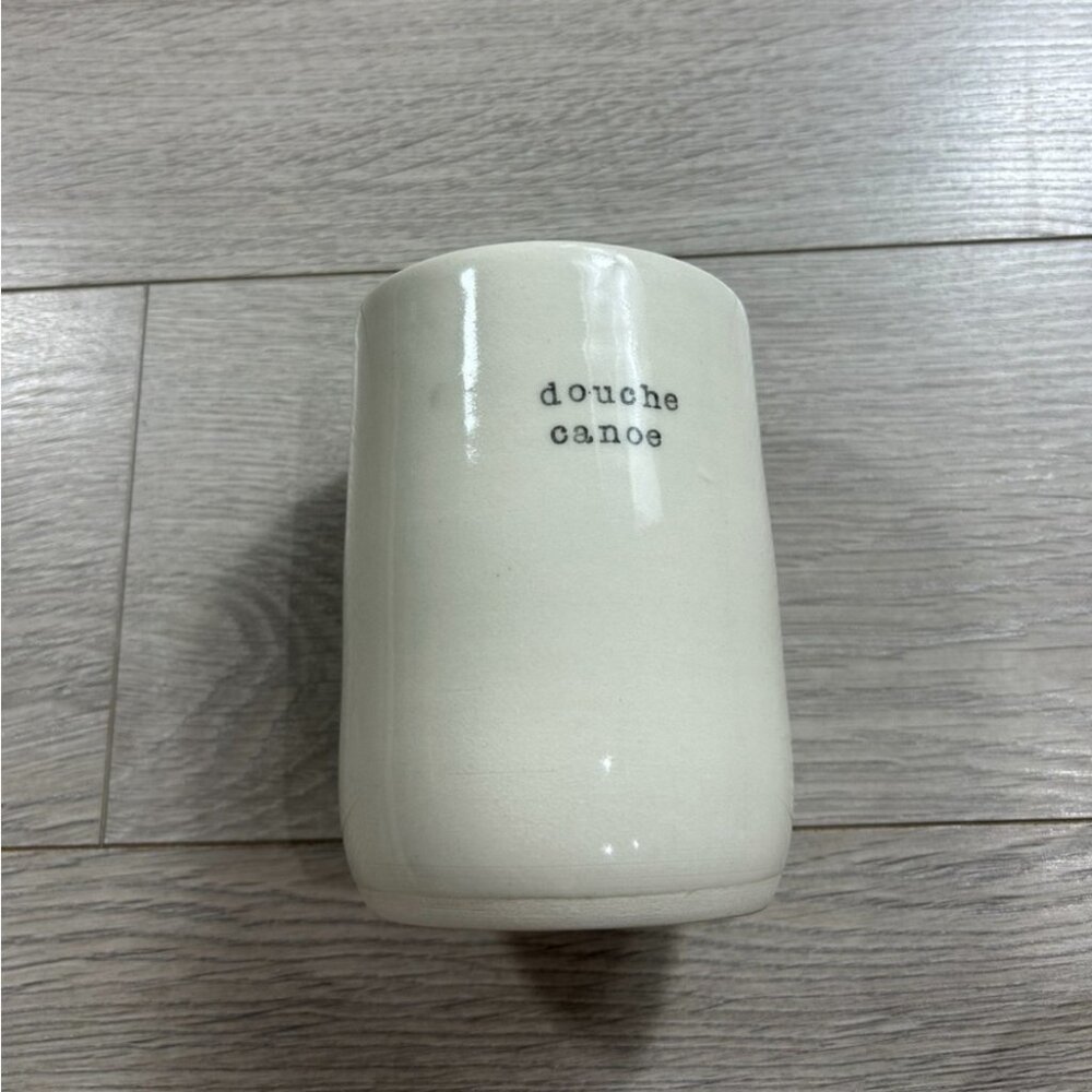 White Ceramic Swear Word Mug Vase “Douche Canoe”